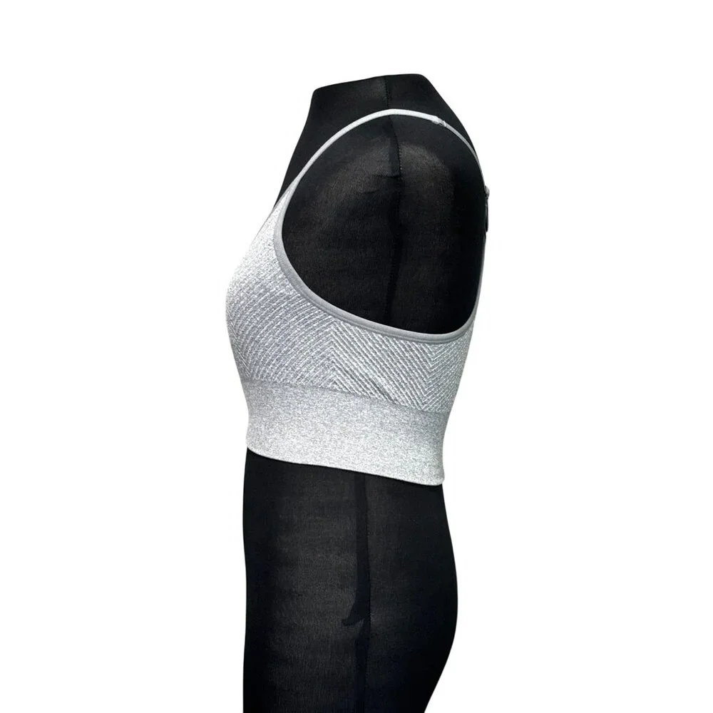Seamless Gray Racerback Sports Bra Adjustable Straps M  Activewear Or Casual Use